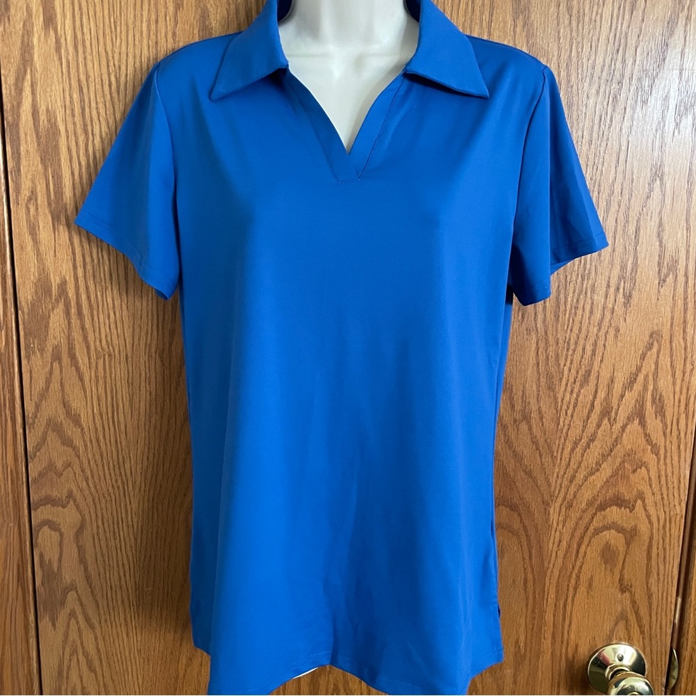 Vidusou Blue Golf Polo Top Short Sleeve Workout Tennis Shirt Women's Sz Med NWT